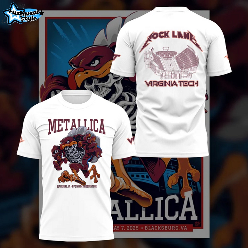Virginia Tech Hokies x Metallica M72 World Tour "Lane Rocked" Special Tee Virginia Tech Hokies x Metallica M72 World Tour "Lane Rocked" Special Tee