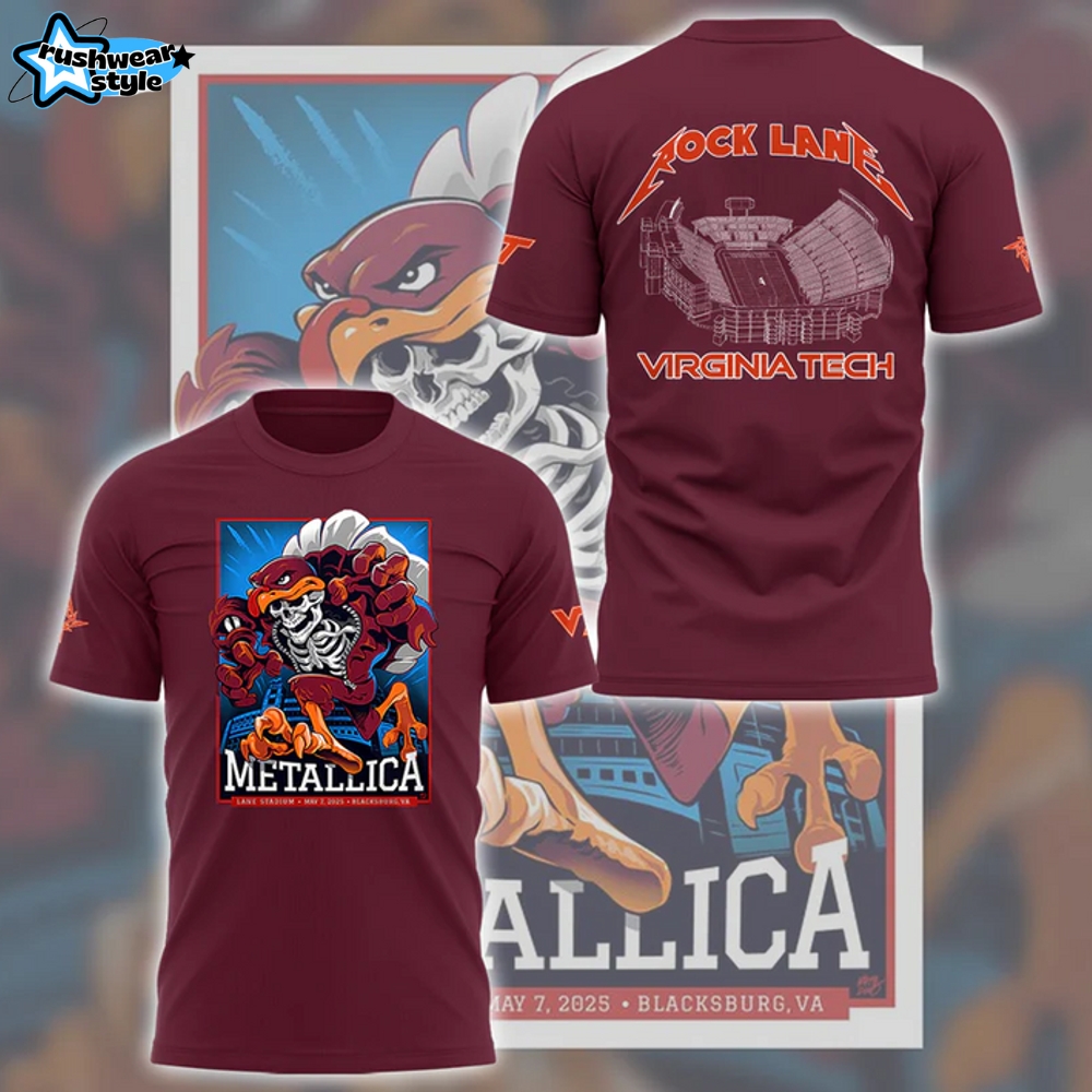 Virginia Tech Hokies x Metallica M72 World Tour "Lane Rocked" Special Tee Virginia Tech Hokies x Metallica M72 World Tour "Lane Rocked" Special Tee
