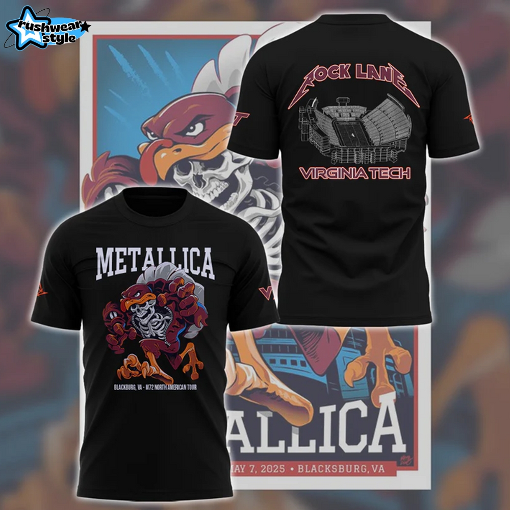 Virginia Tech Hokies x Metallica M72 World Tour Special White Tee Virginia Tech Hokies x Metallica M72 World Tour Special White Tee
