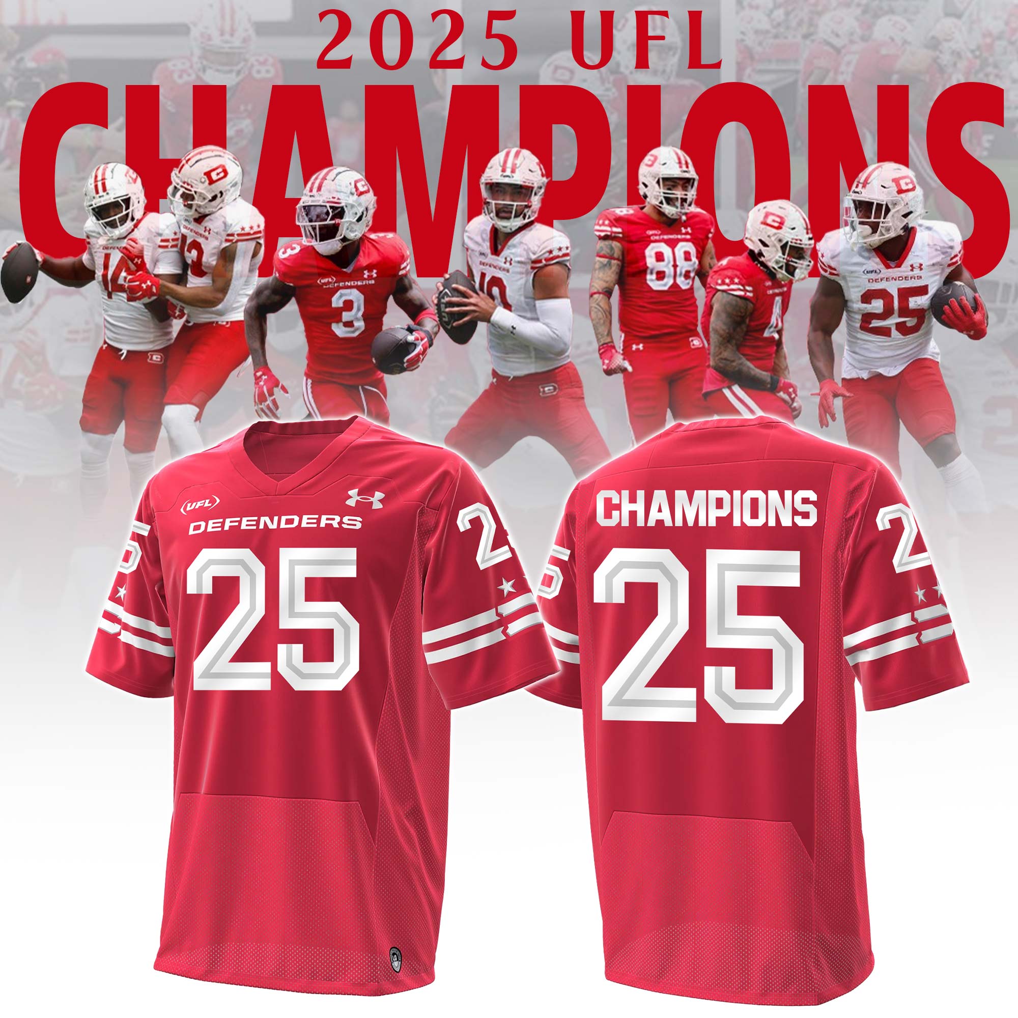 DC Defenders 2025 United Football League Special Red Football Jersey DC Defenders 2025 United Football League Special Red Football Jersey