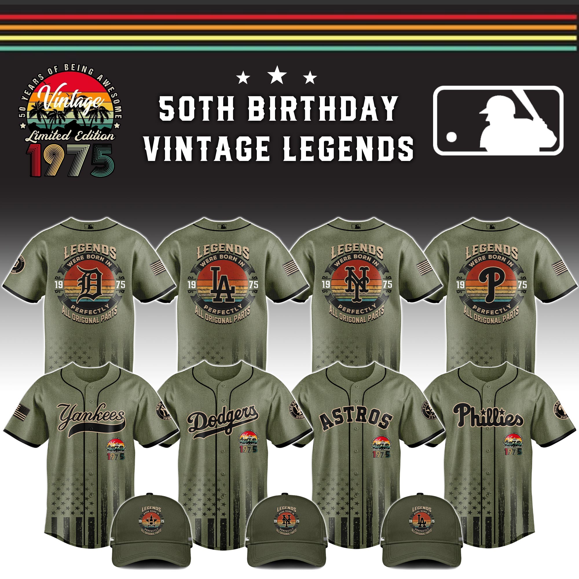 MLB All Teams x 50th Birthday Vintage Legends Special Camo Baseball Jersey MLB All Teams x 50th Birthday Vintage Legends Special Camo Baseball Jersey