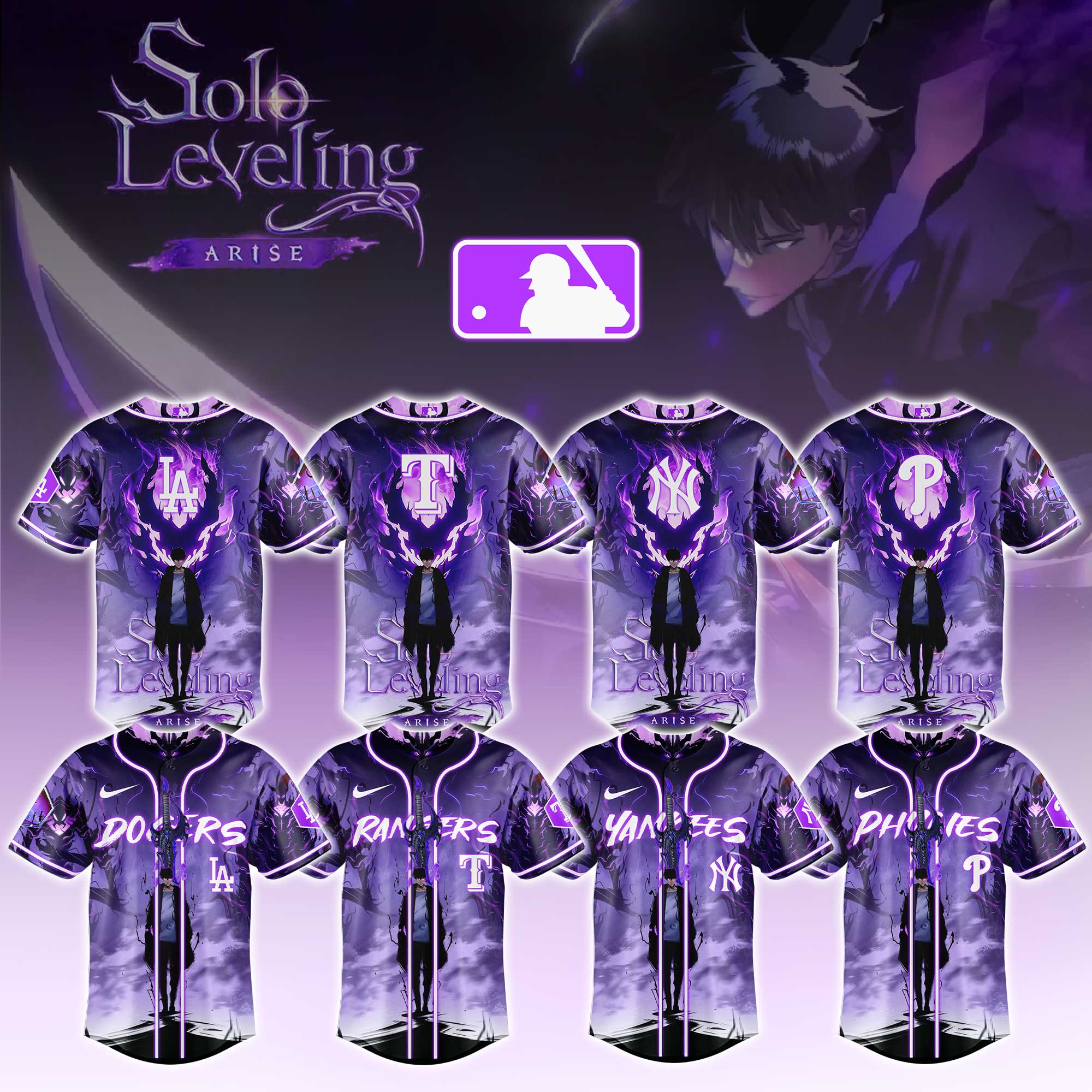 MLB All Teams x Solo Leveling Special Edition Baseball Jersey MLB All Teams x Solo Leveling Special Edition Baseball Jersey