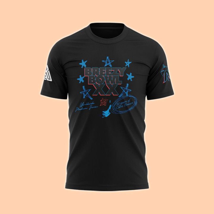 Miami Marlins x Chris Brown Breezy Bowl XX Concert Special Tee Miami Marlins x Chris Brown Breezy Bowl XX Concert Special Tee