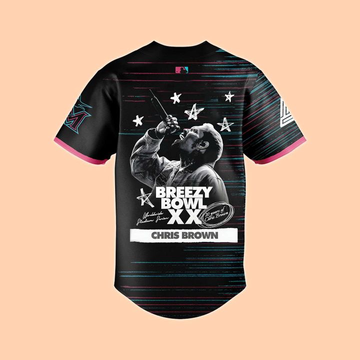 Miami Marlins x Chris Brown Breezy Bowl XX Concert Special Baseball Jersey Miami Marlins x Chris Brown Breezy Bowl XX Concert Special Baseball Jersey