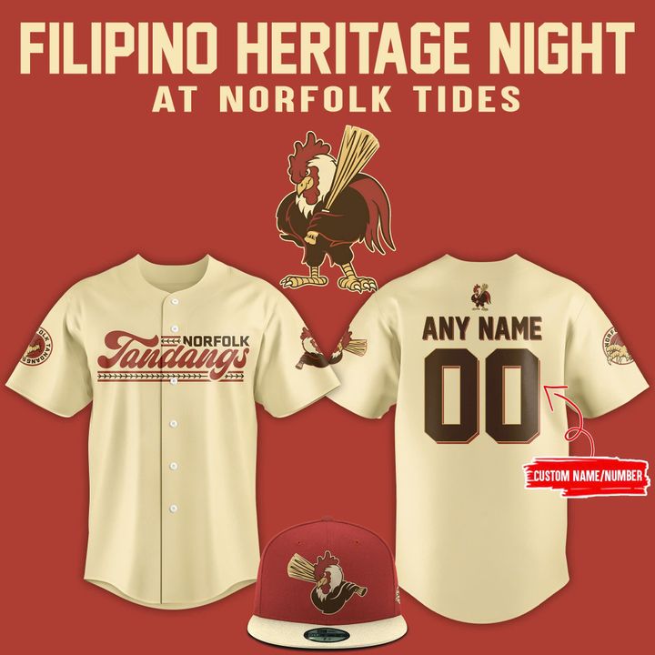 Norfolk Tandangs Filipino Heritage Night Personalized Baseball Jersey Norfolk Tandangs Filipino Heritage Night Personalized Baseball Jersey