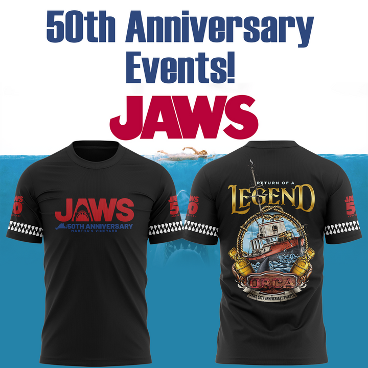 JAWS 50th Anniversary Return Of A Legend Black Shirt 2025 JAWS 50th Anniversary Return Of A Legend Black Shirt 2025