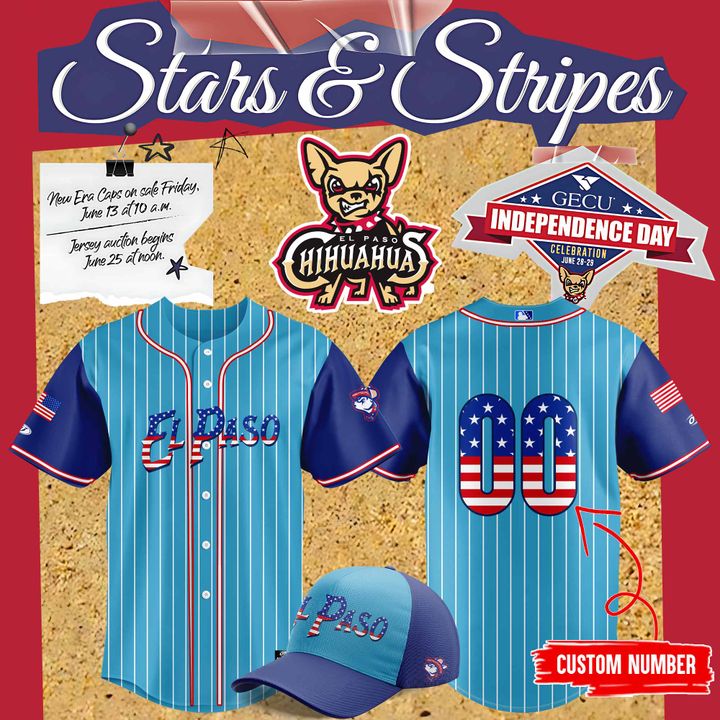 El Paso Chihuahuas Stars & Stripes 2025 Special Baseball Jersey El Paso Chihuahuas Stars & Stripes 2025 Special Baseball Jersey