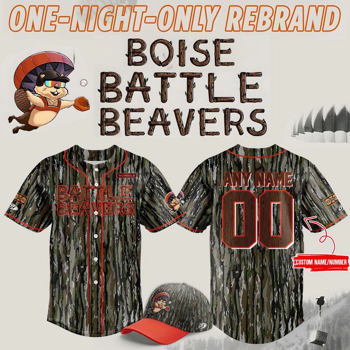 Boise Battle Beavers Baseball Camo Custom Baseball Jersey Boise Battle Beavers Baseball Camo Custom Baseball Jersey