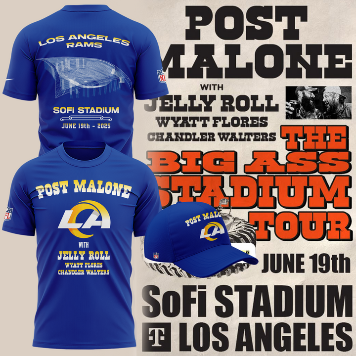 Los Angeles Rams x Post Malone The Big Ass Stadium Tour Shirt 2025 Los Angeles Rams x Post Malone The Big Ass Stadium Tour Shirt 2025