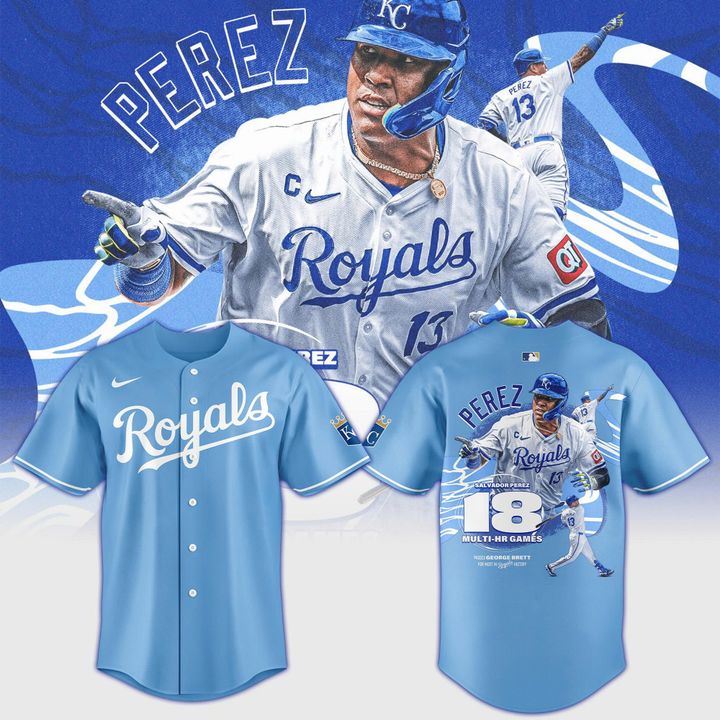 Kansas City Royals Salvador Perez 18 Multi-Homer Games Baseball Jersey Kansas City Royals Salvador Perez 18 Multi-Homer Games Baseball Jersey