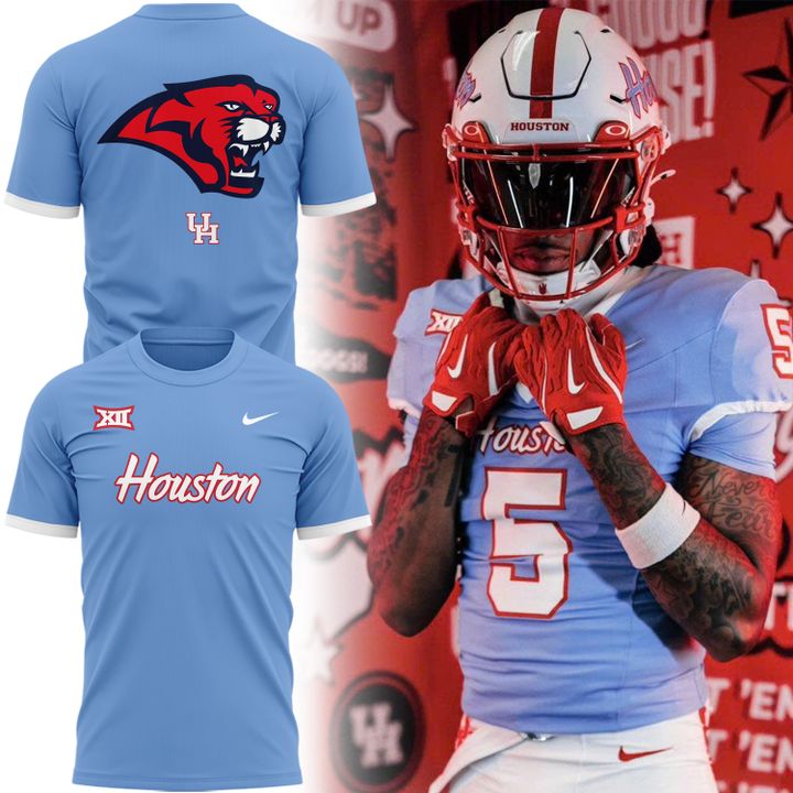 Houston Cougars 2025 Old Logo Blue Shirt Houston Cougars 2025 Old Logo Blue Shirt