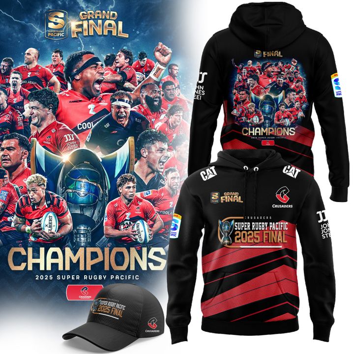 Crusaders Rugby 2025 Super Rugby Pacific Champions Hoodie Set Crusaders Rugby 2025 Super Rugby Pacific Champions Hoodie Set