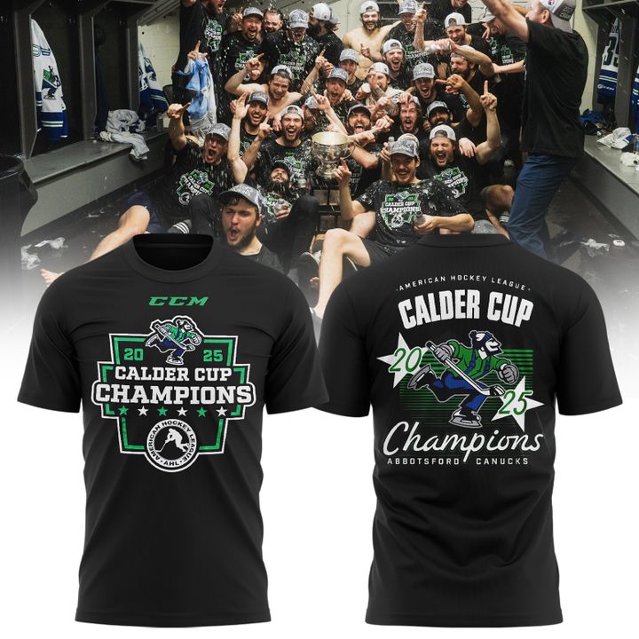 Abbotsford Canucks 2025 Calder Cup Champions Locker Room Tee Abbotsford Canucks 2025 Calder Cup Champions Locker Room Tee