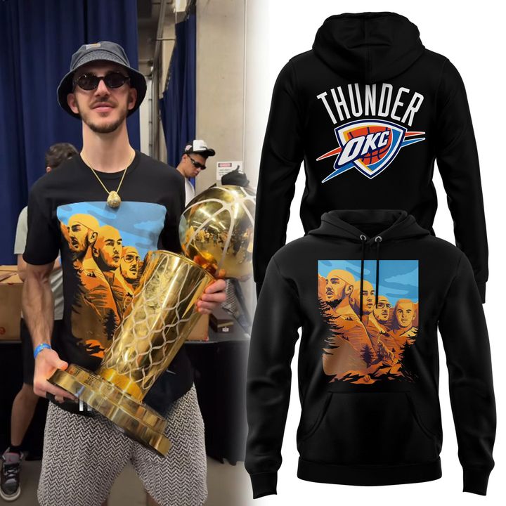 OKC Thunder NBA Face Alex Caruso Mt Rushmore Parade Hoodie OKC Thunder NBA Face Alex Caruso Mt Rushmore Parade Hoodie