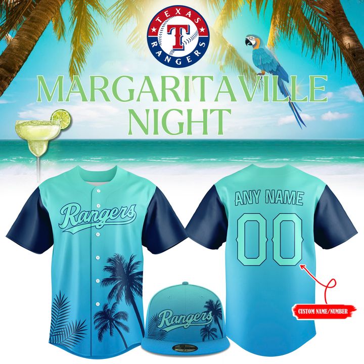 Texas Rangers Margaritaville Night Personalized Baseball Jersey Texas Rangers Margaritaville Night Personalized Baseball Jersey