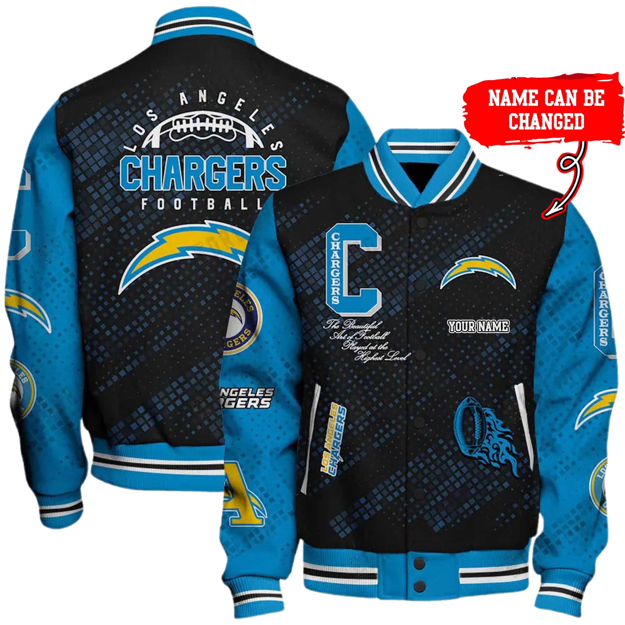 Nfl Los Angeles Chargers Baseball Jacket Button Down Nfl Los Angeles Chargers Baseball Jacket Button Down