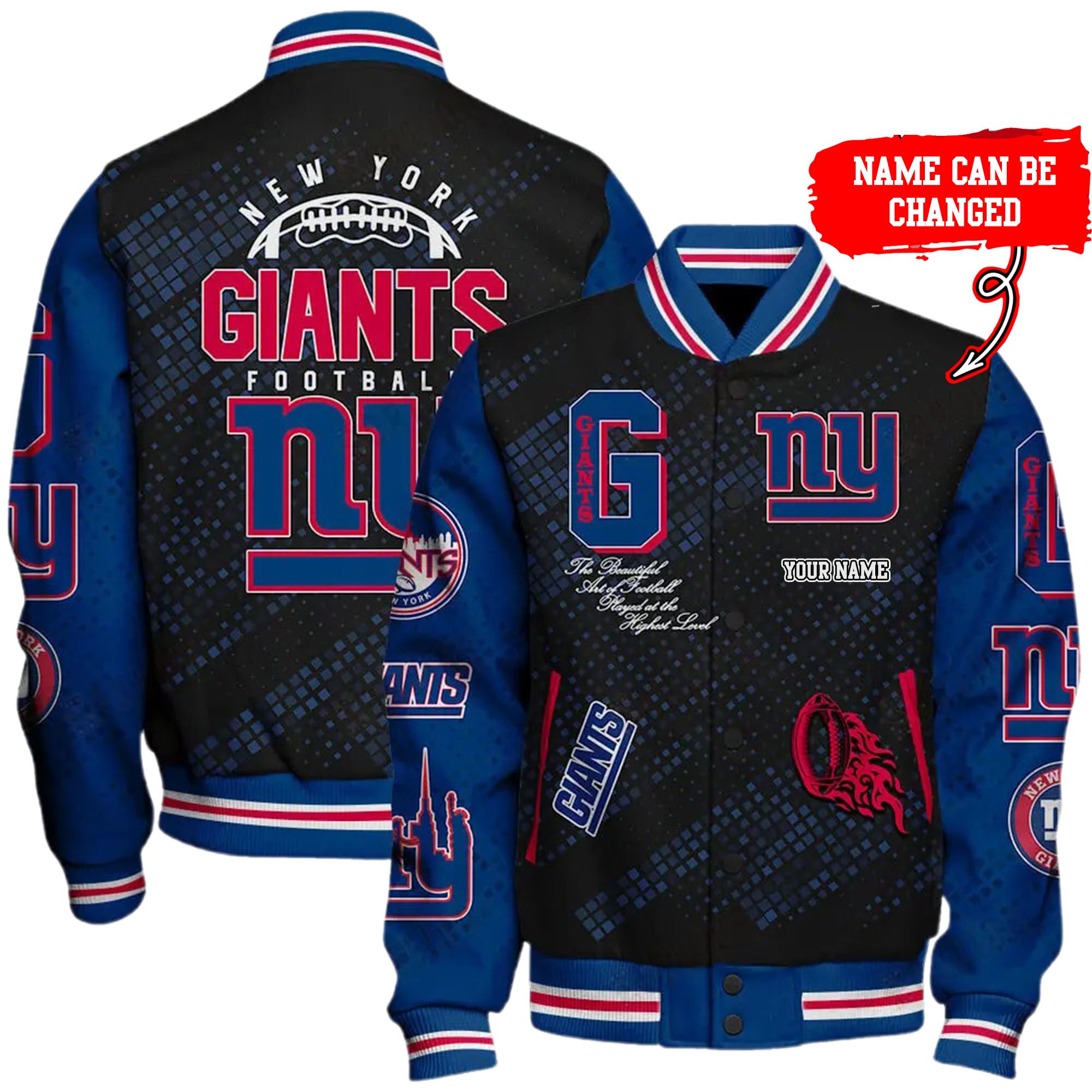 Nfl New York Giants Baseball Jacket Button Down Nfl New York Giants Baseball Jacket Button Down