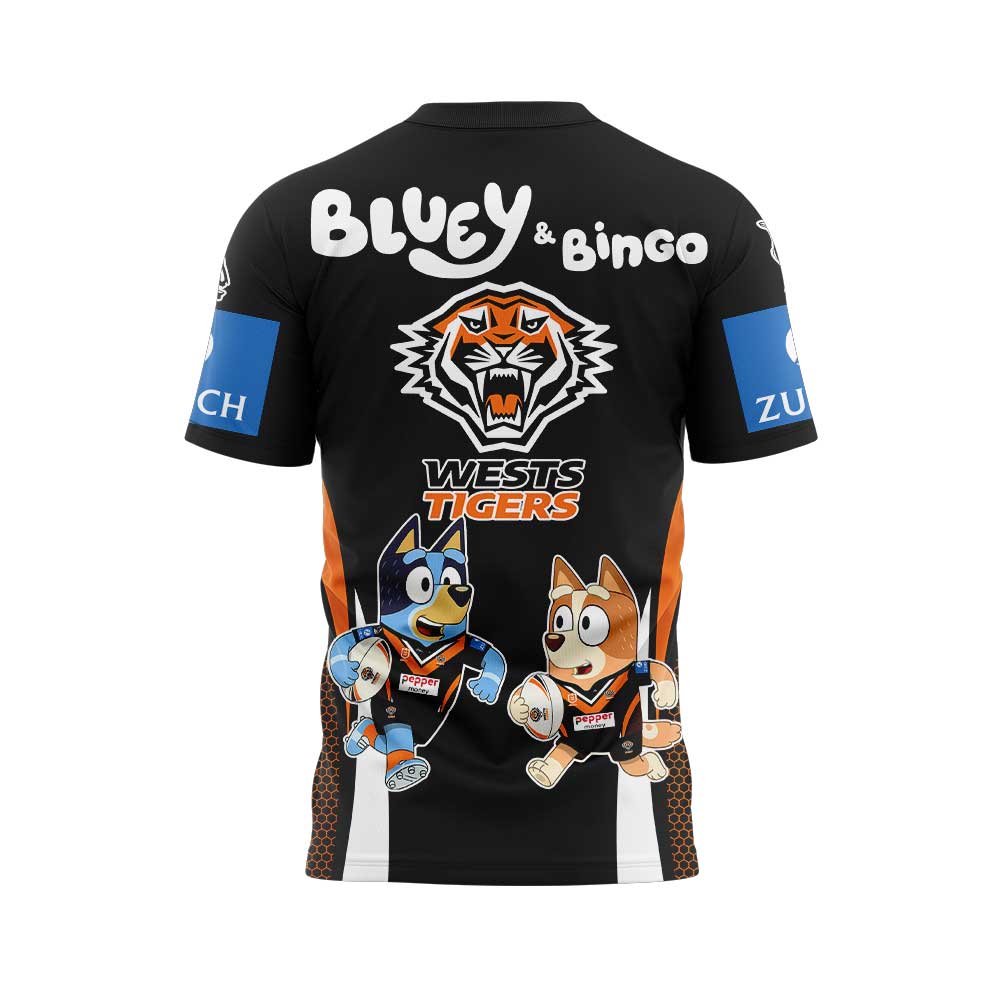 Wests Tigers NRL x Bluey and Bingo 2025 Shirt Wests Tigers NRL x Bluey and Bingo 2025 Shirt