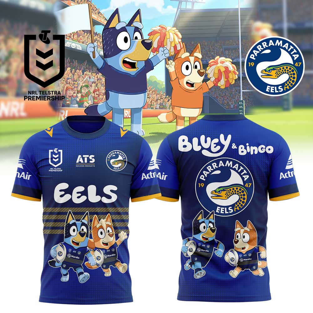 Parramatta Eels NRL x Bluey and Bingo 2025 Shirt Parramatta Eels NRL x Bluey and Bingo 2025 Shirt