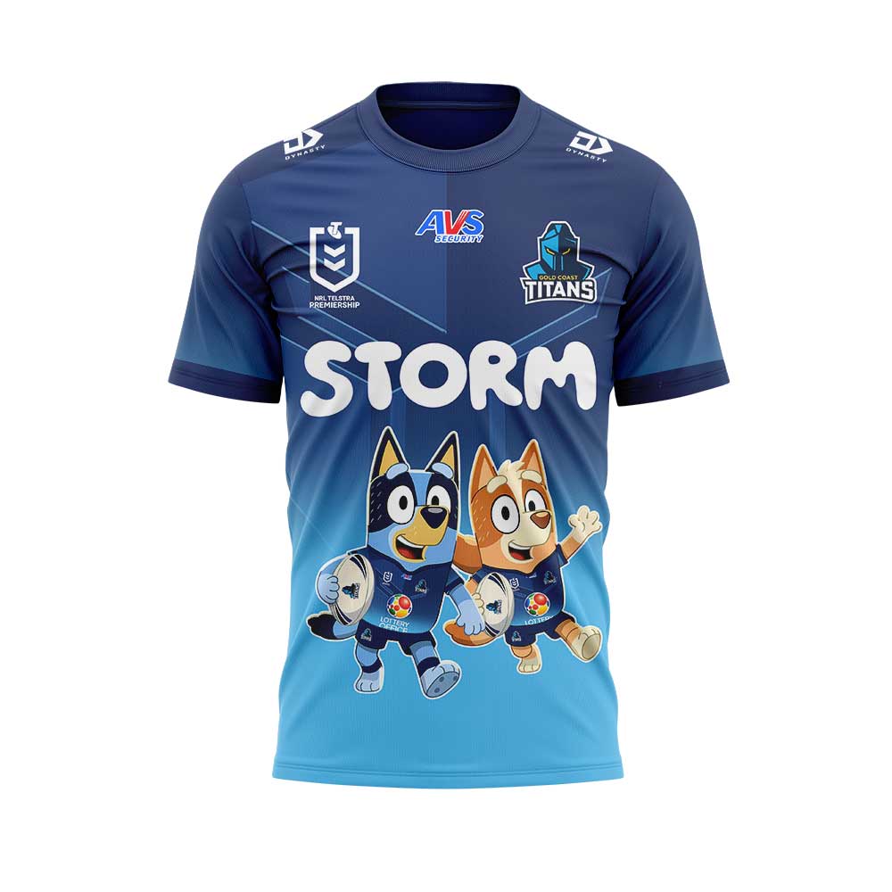 Gold Coast Titans NRL x Bluey and Bingo 2025 Shirt Gold Coast Titans NRL x Bluey and Bingo 2025 Shirt