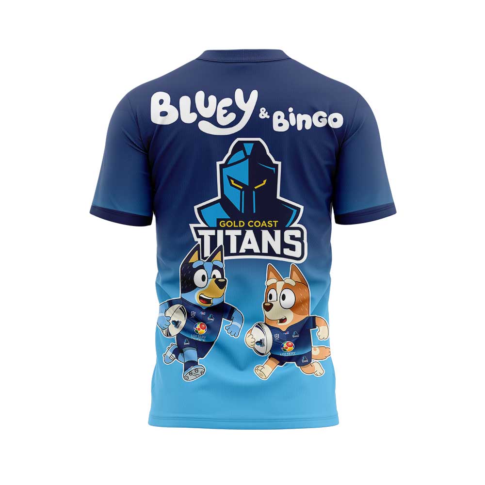 Gold Coast Titans NRL x Bluey and Bingo 2025 Shirt Gold Coast Titans NRL x Bluey and Bingo 2025 Shirt