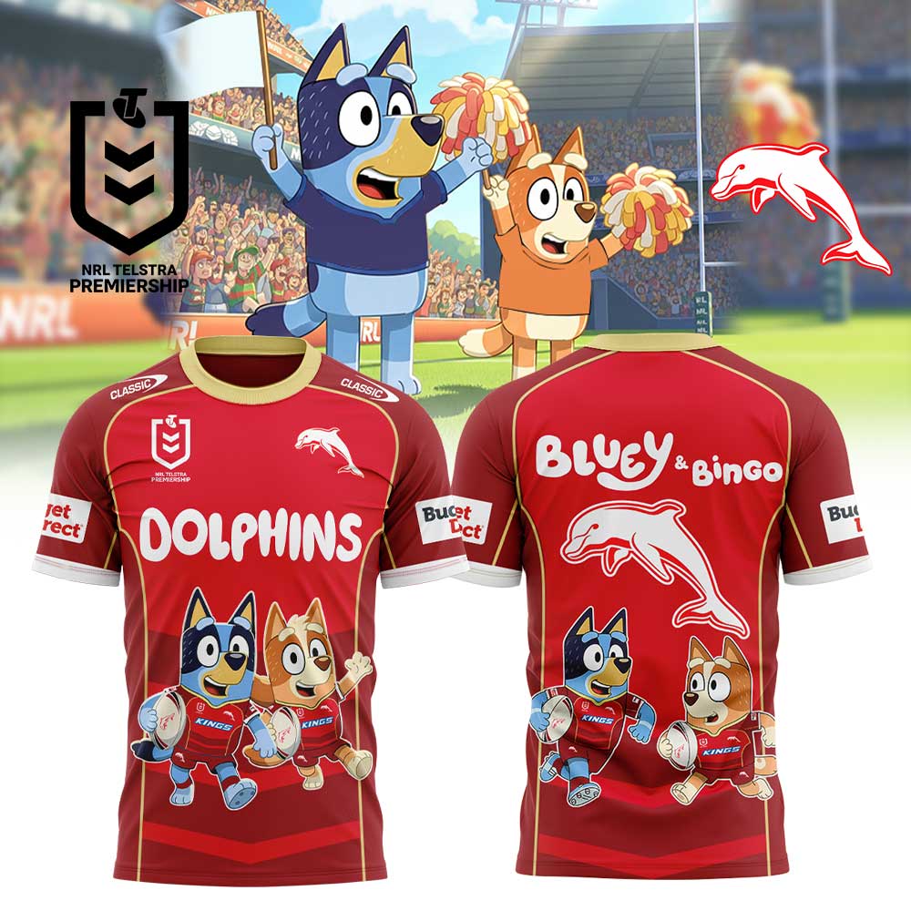 Dolphins NRL x Bluey and Bingo 2025 Shirt Dolphins NRL x Bluey and Bingo 2025 Shirt
