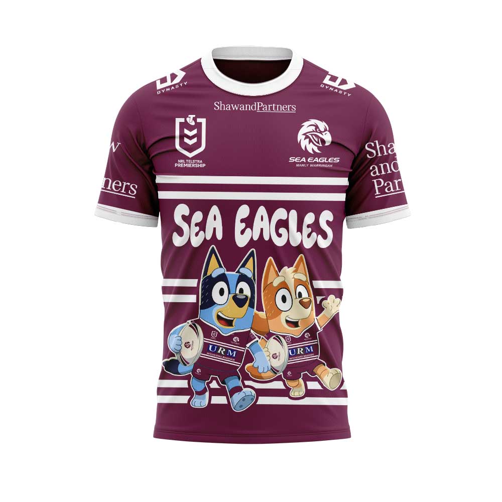 Manly Warringah Sea Eagles NRL x Bluey and Bingo 2025 Shirt Manly Warringah Sea Eagles NRL x Bluey and Bingo 2025 Shirt