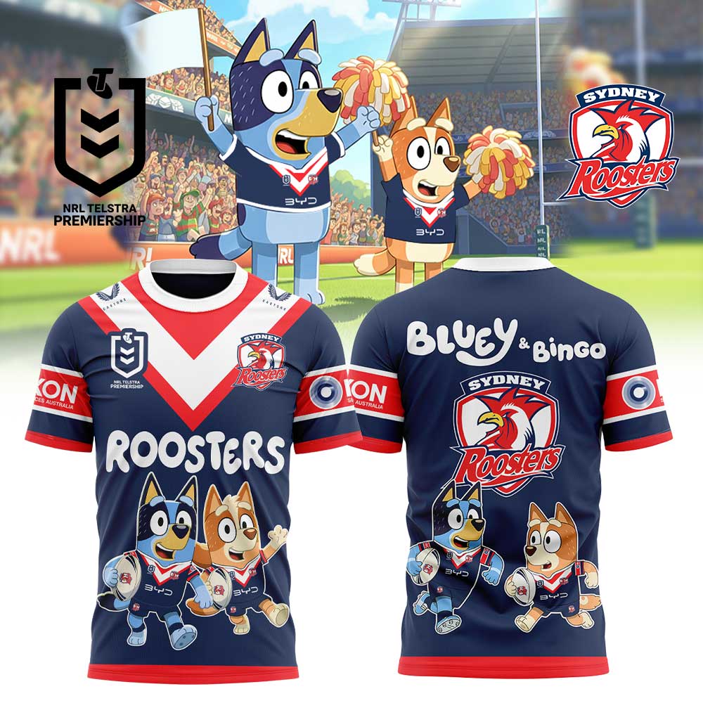 Sydney Roosters NRL x Bluey and Bingo 2025 Shirt Sydney Roosters NRL x Bluey and Bingo 2025 Shirt
