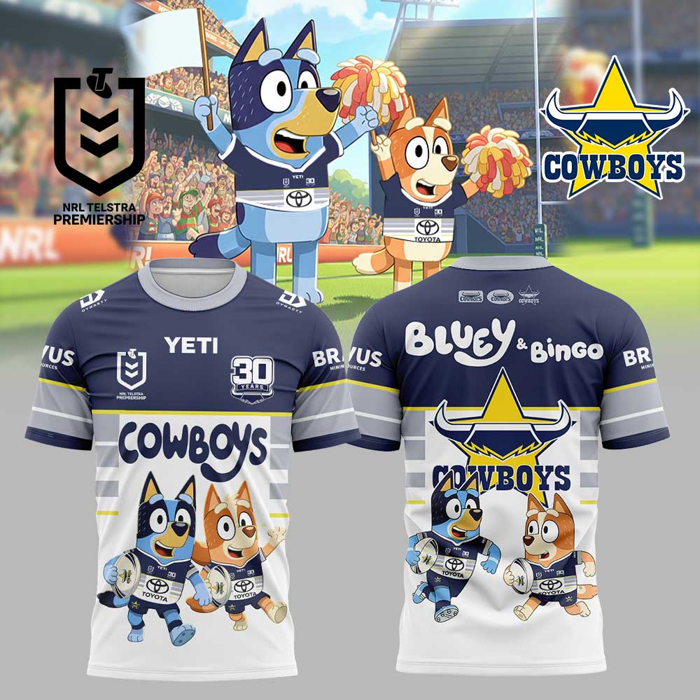 North Queensland Cowboys NRL x Bluey and Bingo 2025 Shirt North Queensland Cowboys NRL x Bluey and Bingo 2025 Shirt