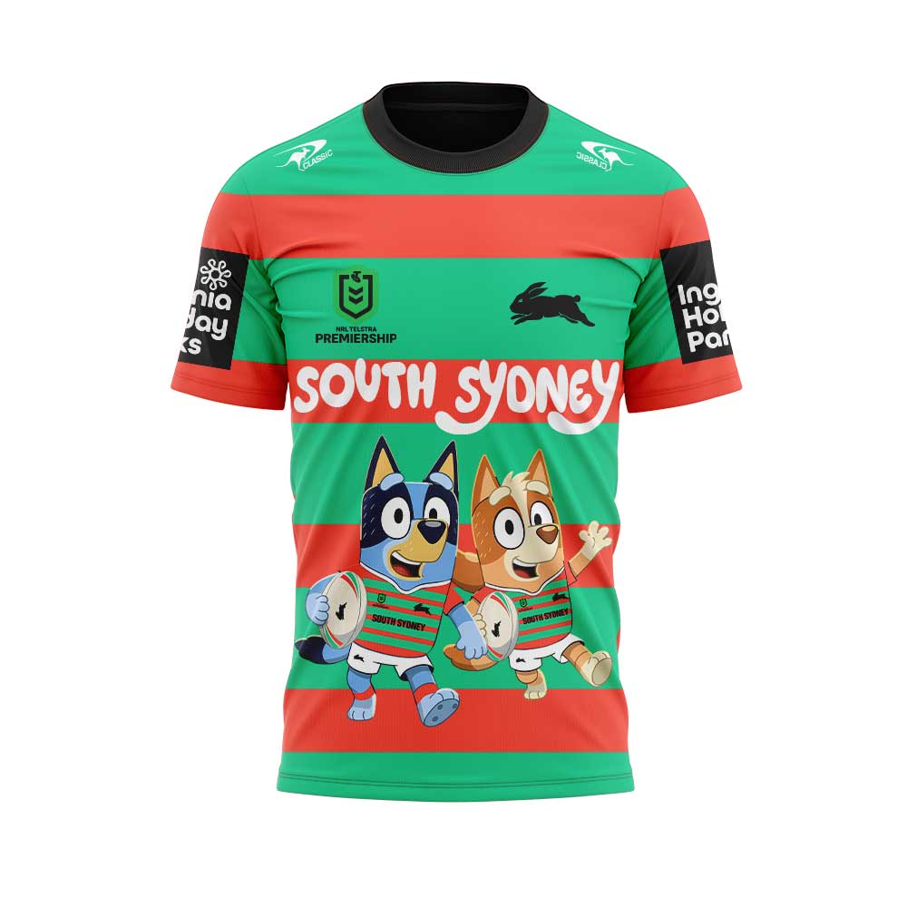 South Sydney Rabbitohs NRL x Bluey and Bingo 2025 Shirt South Sydney Rabbitohs NRL x Bluey and Bingo 2025 Shirt