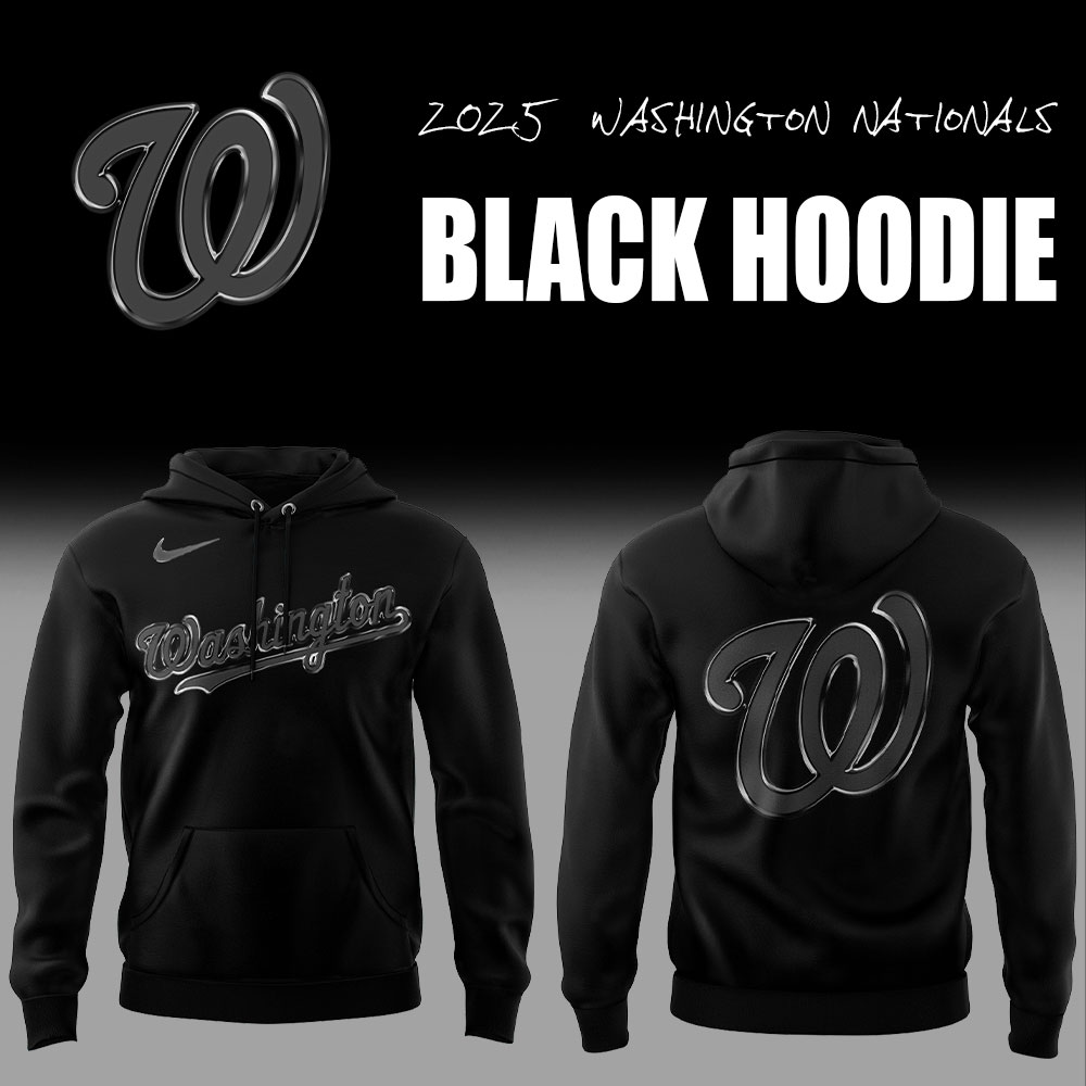 Washington Nationals MLB Back In Black Hoodie Washington Nationals MLB Back In Black Hoodie