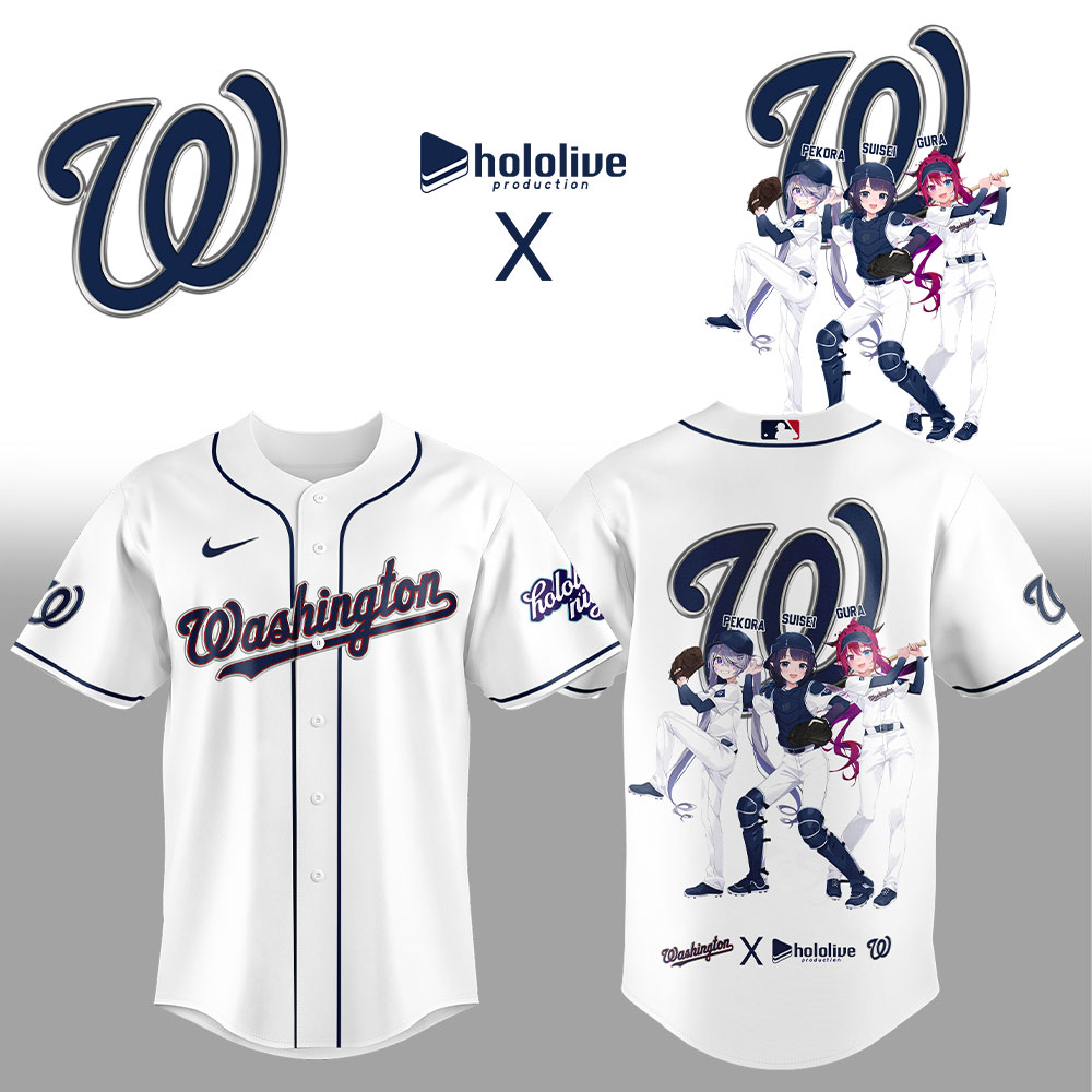 Washington Nationals MLB x Hololive Night Baseball Jersey Washington Nationals MLB x Hololive Night Baseball Jersey