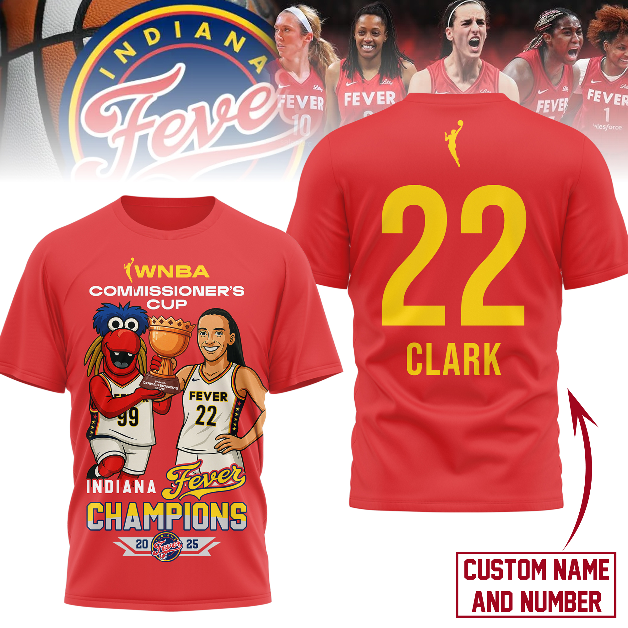 Indiana Fever Caitlin Clark WNBA Commissioner's Cup Champions 2025 Red Shirt Indiana Fever Caitlin Clark WNBA Commissioner's Cup Champions 2025 Red Shirt
