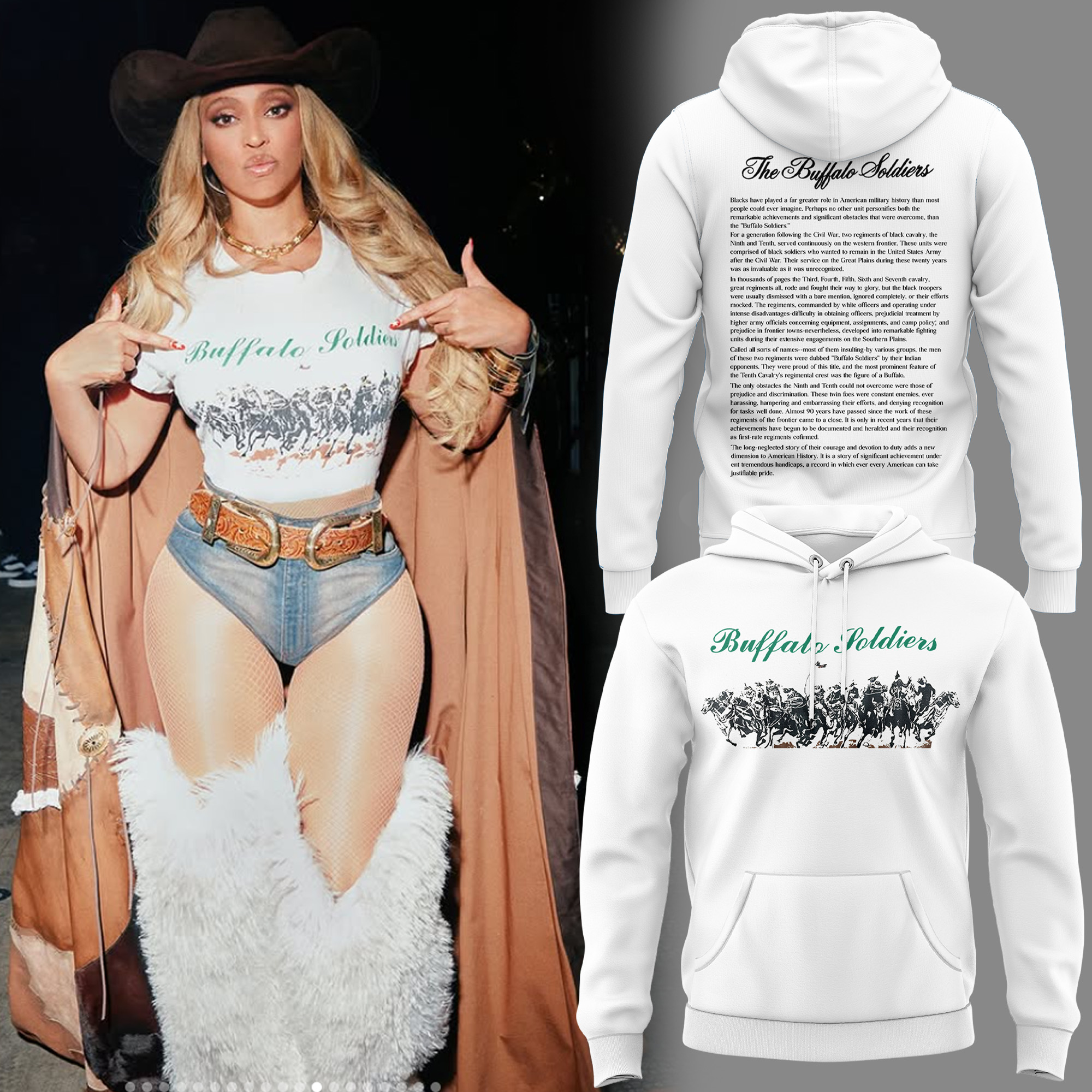 BeyonceÃÂ Wearing Buffalo Soldier 2025 Limited Edition Hoodie BeyonceÃÂ Wearing Buffalo Soldier 2025 Limited Edition Hoodie