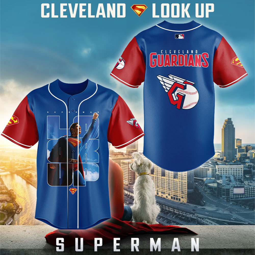 Cleveland Guardians x Superman Look Up Limited Edition Baseball Jersey Cleveland Guardians x Superman Look Up Limited Edition Baseball Jersey