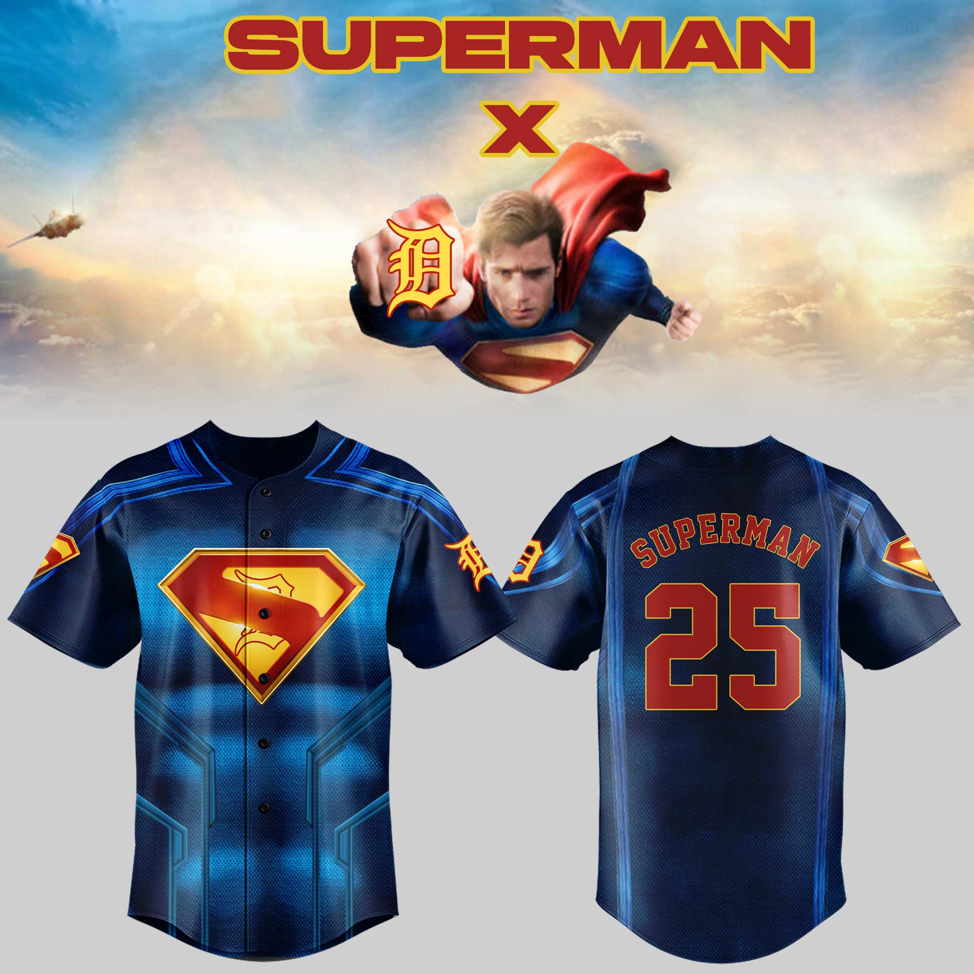 Detroit Tigers x Superman 2025 Special Edition Baseball Jersey