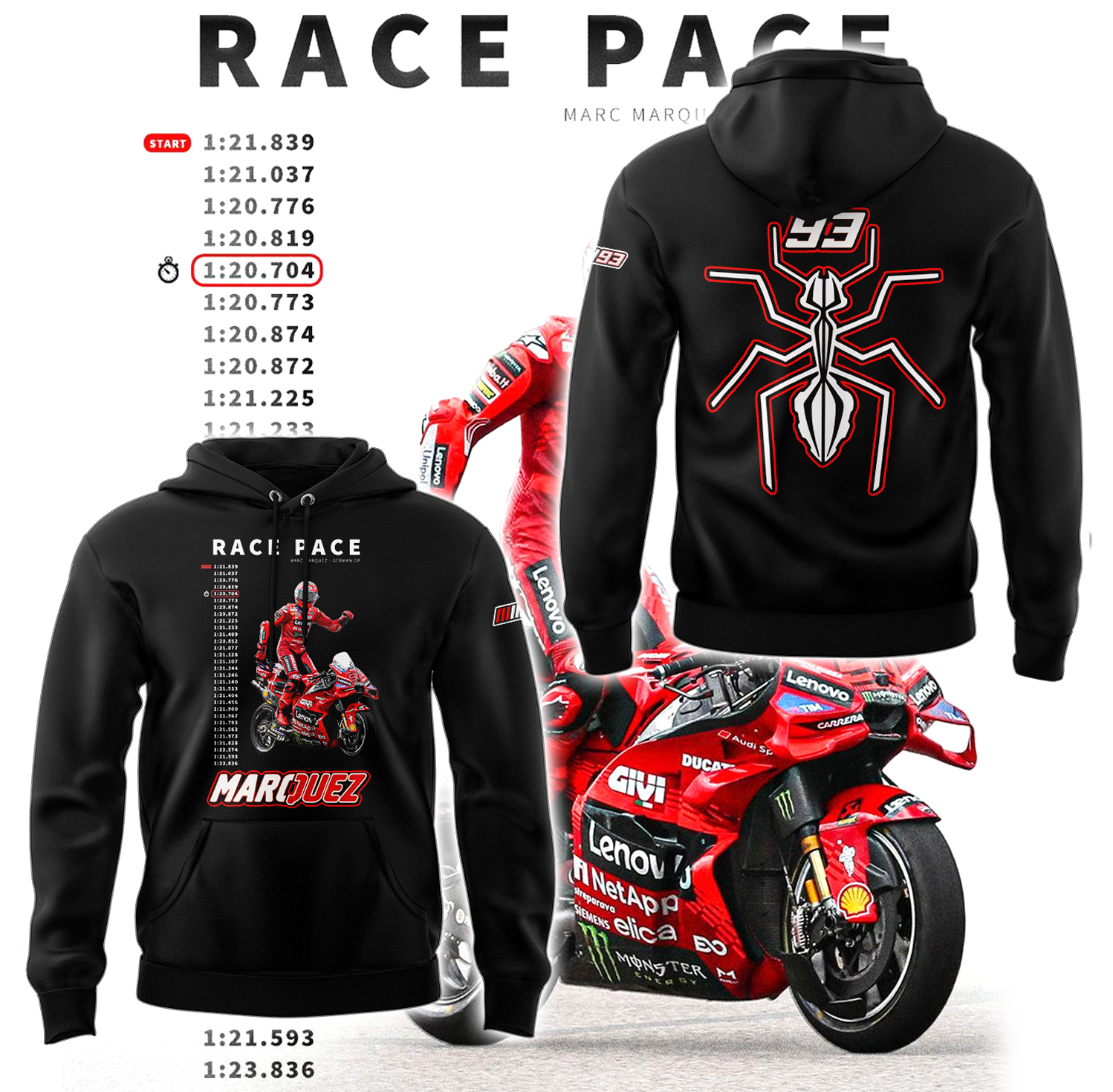 Marc Márquez MotoGP Race Pace 2025 Special Hoodie Set Marc Márquez MotoGP Race Pace 2025 Special Hoodie Set