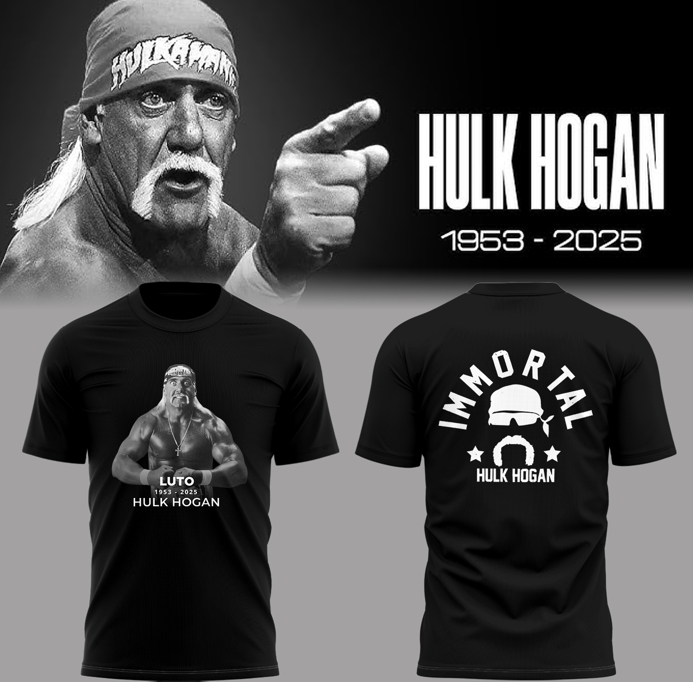 Hulk Hogan 1953-2025 Black T-shirt Hulk Hogan 1953-2025 Black T-shirt