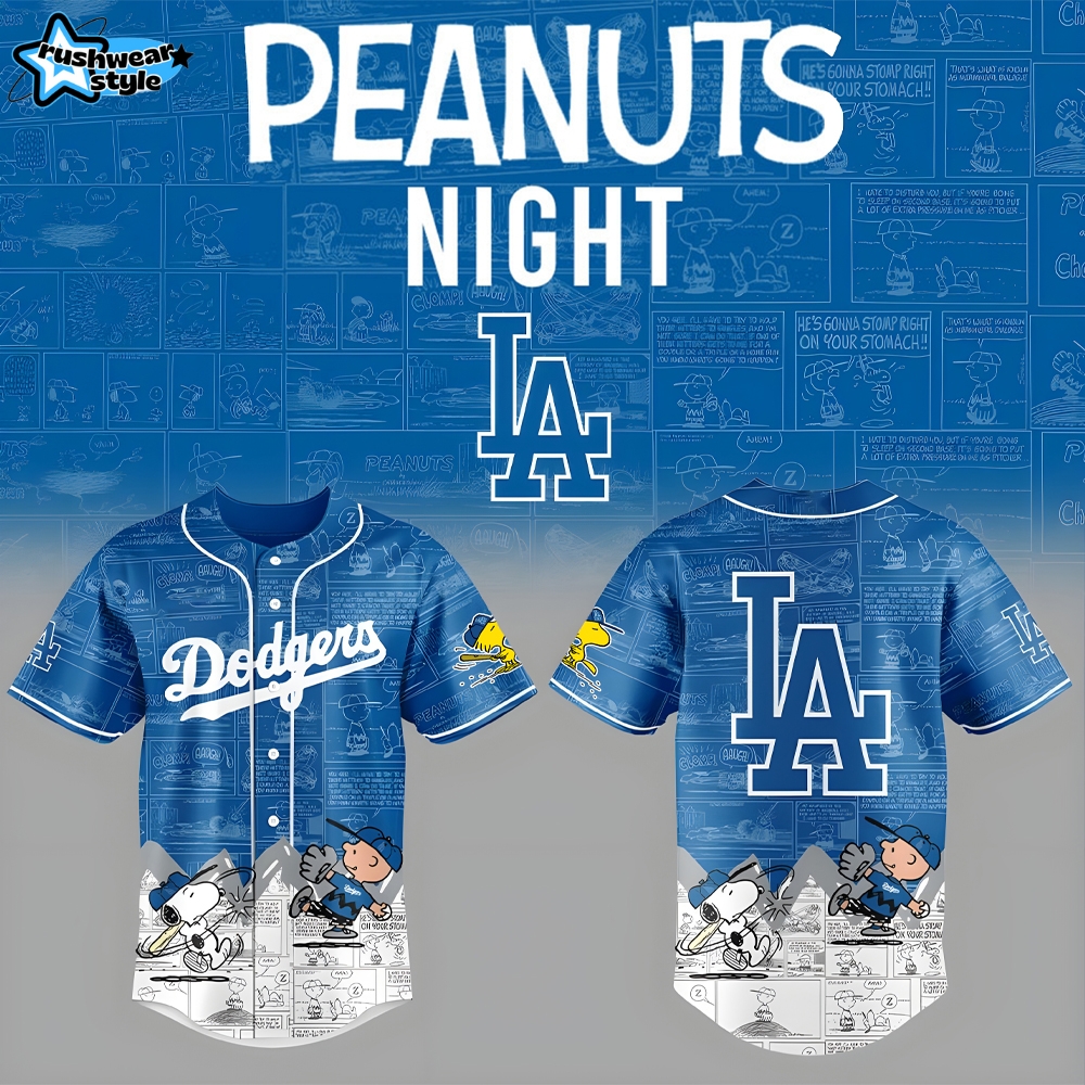 75th Anniversary Snoopy Los Angeles Dodgers Peanuts Special Baseball Jersey 75th Anniversary Snoopy Los Angeles Dodgers Peanuts Special Baseball Jersey