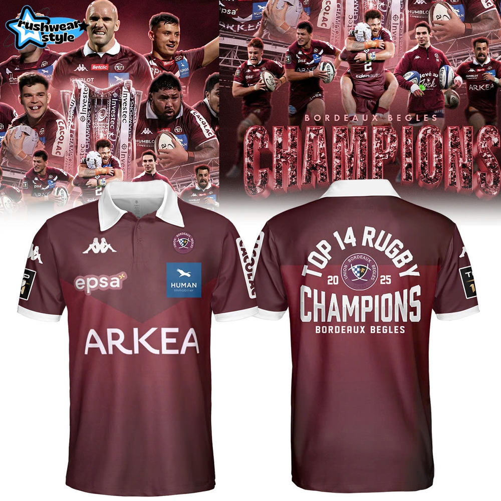 Bordeaux Begles Top 14 Rugby Champions 2025 Special Polo Bordeaux Begles Top 14 Rugby Champions 2025 Special Polo