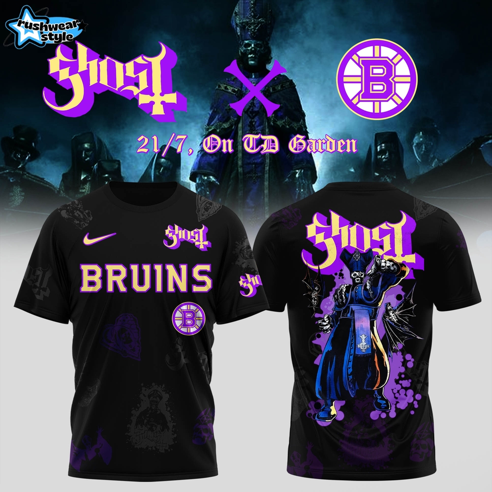Boston Bruins x Ghost Band World Tour 2025 Black Shirt Boston Bruins x Ghost Band World Tour 2025 Black Shirt