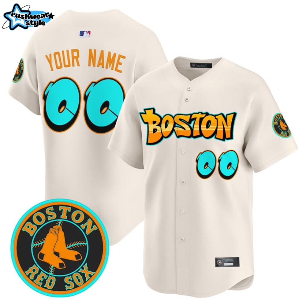 Boston Red Sox 'Graffiti Streetstyle Edition' Special Beige Baseball Jersey Boston Red Sox 'Graffiti Streetstyle Edition' Special Beige Baseball Jersey