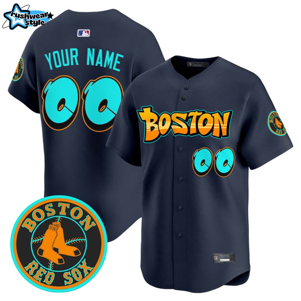Boston Red Sox 'Graffiti Streetstyle Edition' Special Deep Blue Baseball Jersey Boston Red Sox 'Graffiti Streetstyle Edition' Special Deep Blue Baseball Jersey