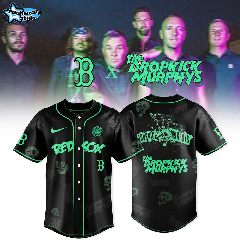 Boston Red Sox x Dropkick Murphys Special Edition Baseball Jersey - Green Boston Red Sox x Dropkick Murphys Special Edition Baseball Jersey - Green