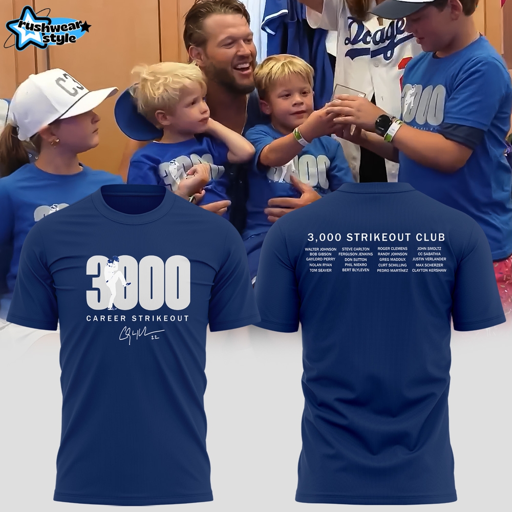 Clayton Kershaw's 3,000th-Strikeout Special New Tee Clayton Kershaw's 3,000th-Strikeout Special New Tee