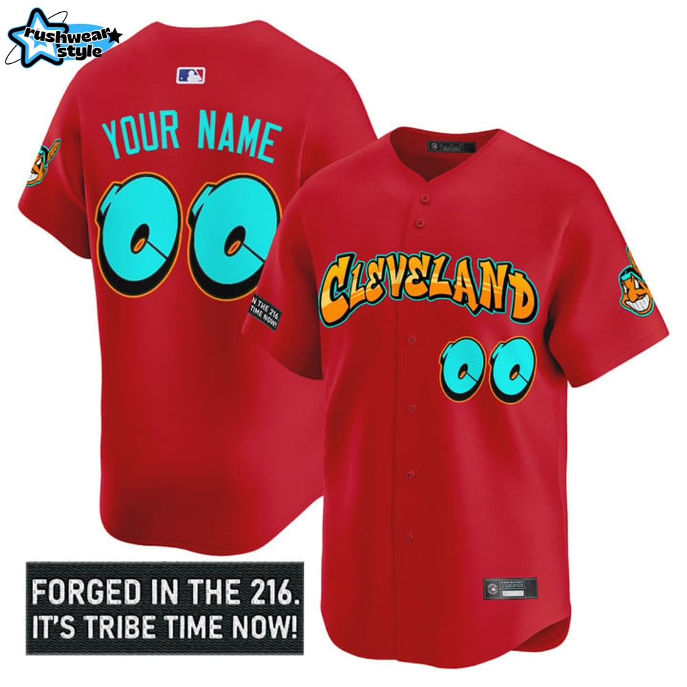 Cleveland Indians 'Graffiti 216 Ink Edition' Special Red Baseball Jersey Cleveland Indians 'Graffiti 216 Ink Edition' Special Red Baseball Jersey