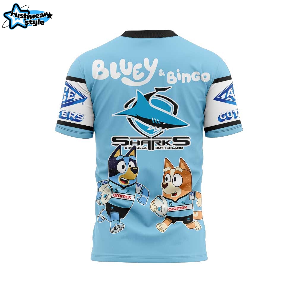 Cronulla-Sutherland Sharks NRL x Bluey and Bingo 2025 Shirt Cronulla-Sutherland Sharks NRL x Bluey and Bingo 2025 Shirt