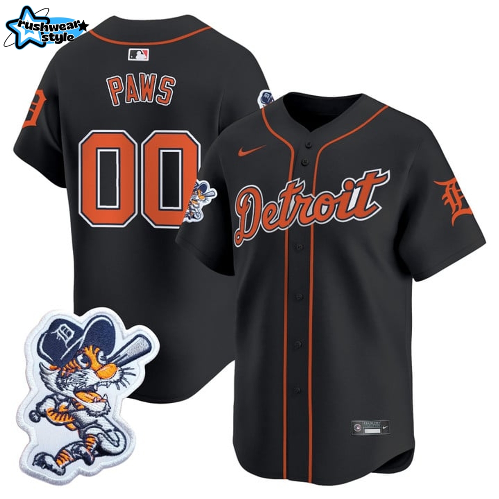 Detroit Tigers Paws Special Edition Black Baseball Jersey Detroit Tigers Paws Special Edition Black Baseball Jersey