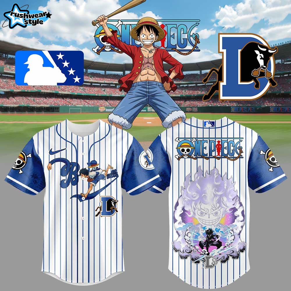Durham Bulls x Straw Hat Luffy Gear 5 Baseball Jersey Durham Bulls x Straw Hat Luffy Gear 5 Baseball Jersey
