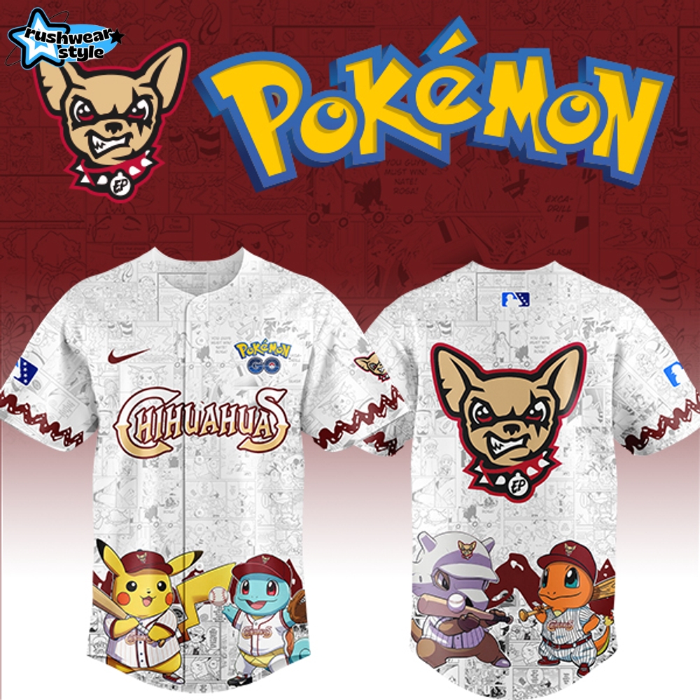 El Paso Chihuahuas x Pokémon Night 2025 Baseball Jersey El Paso Chihuahuas x Pokémon Night 2025 Baseball Jersey